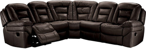 Leo 5-Piece Leather-Look Fabric Reclining Sectional - Walnut Brown