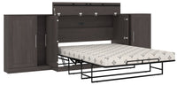 Bestar Pur Queen Storage Cabinet Bed with Mattress - Bark Grey