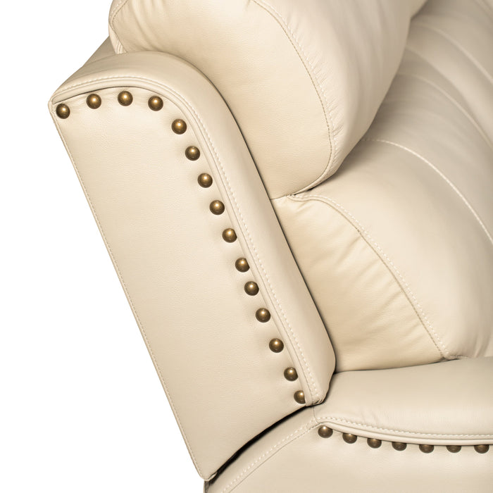 Quincy Genuine Leather Reclining Loveseat Beige The Brick