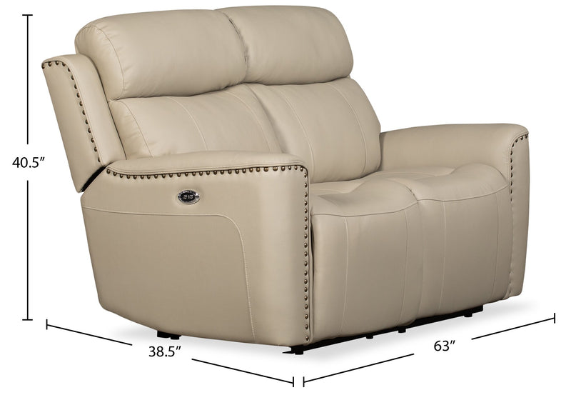 Quincy Genuine Leather Reclining Loveseat Beige The Brick
