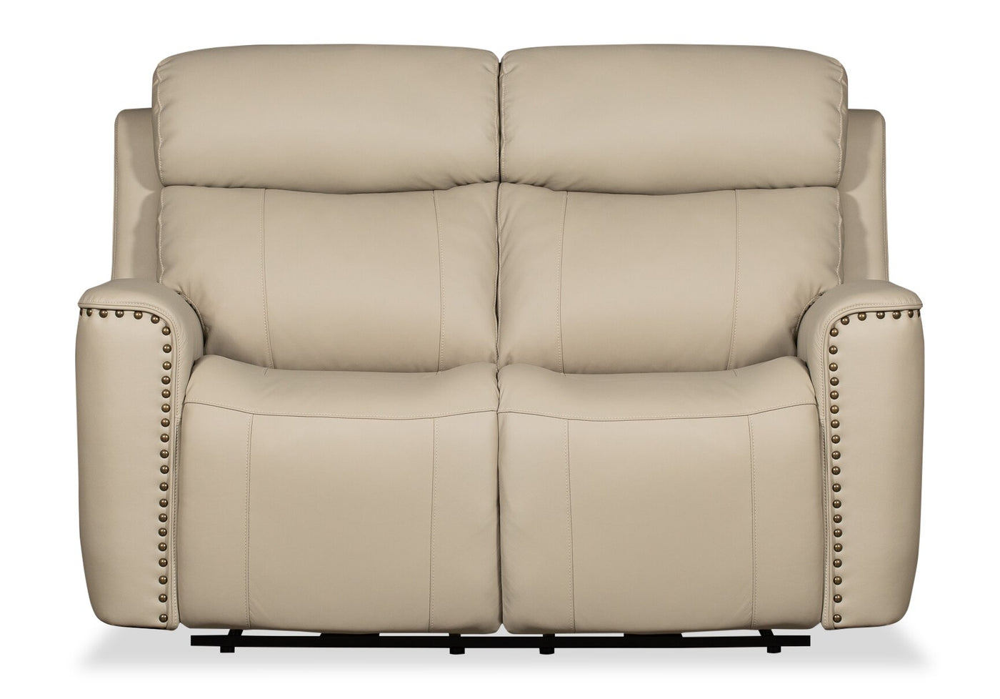 Quincy Genuine Leather Reclining Loveseat Beige The Brick
