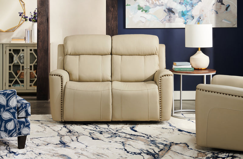 Quincy Genuine Leather Reclining Loveseat Beige The Brick