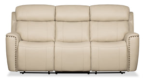 Quincy Genuine Leather Power Reclining Sofa - Beige
