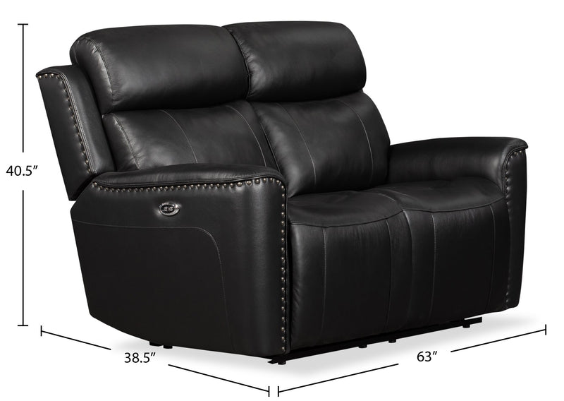 Quincy Genuine Leather Reclining Loveseat Black The Brick