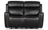 Quincy Genuine Leather Reclining Loveseat - Black