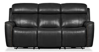 Quincy Genuine Leather Power Reclining Sofa - Black 