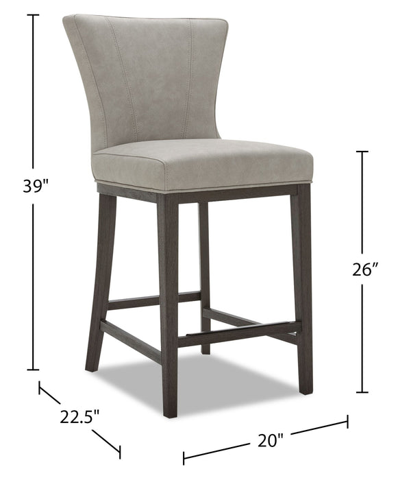 Quinn Counter-Height Stool with Vegan Leather Fabric, 26\"H - Taupe