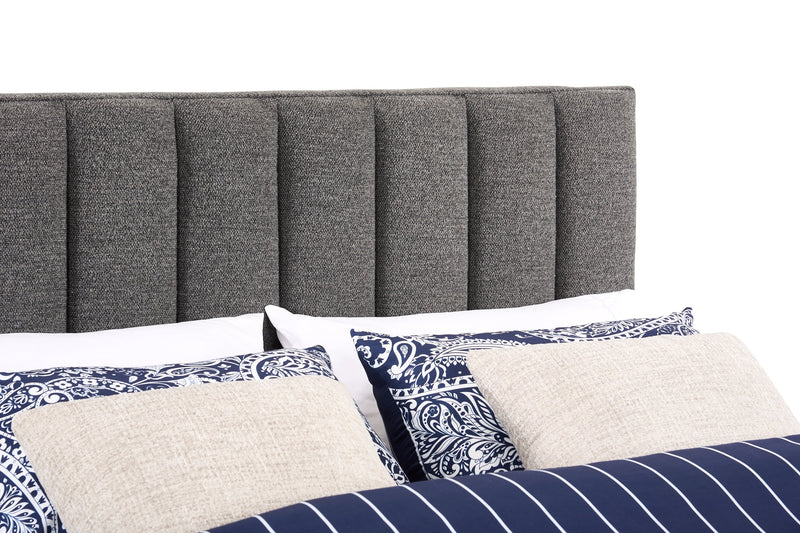 Kort & Co. Rain Upholstered Platform Bed in Charcoal Fabric, Tufted - Queen Size