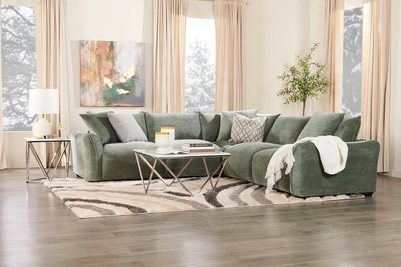 Reflect 3-Piece Chenille Fabric Sectional with Reversible Back Cushions - Green