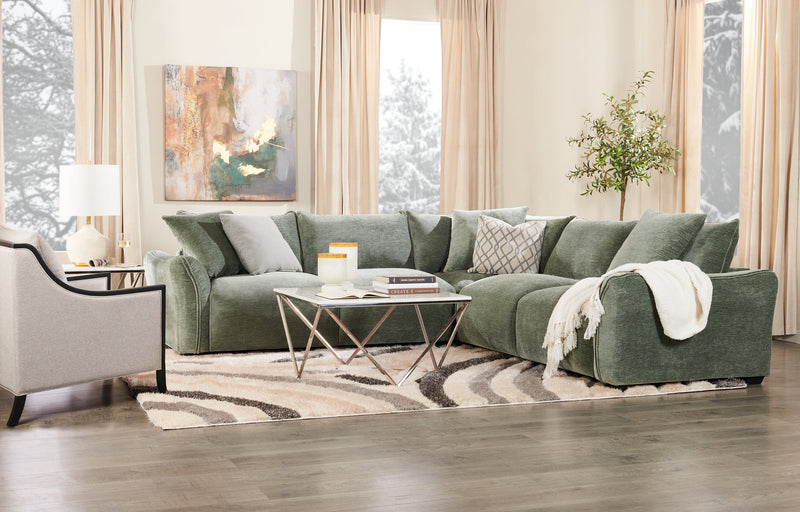 Reflect 3-Piece Chenille Fabric Sectional with Reversible Back Cushions - Green