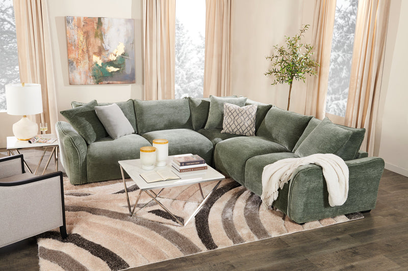 Reflect 3-Piece Chenille Fabric Sectional with Reversible Back Cushions - Green