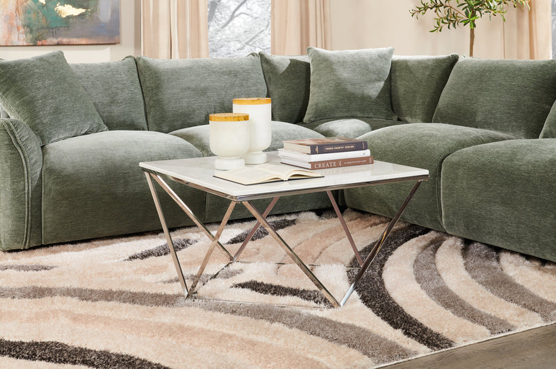 Reflect 3-Piece Chenille Fabric Sectional with Reversible Back Cushions - Green