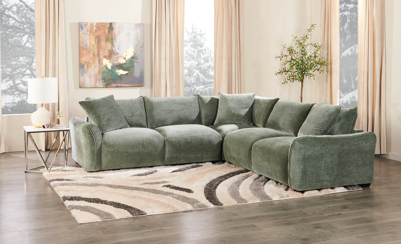 Reflect 3-Piece Chenille Fabric Sectional with Reversible Back Cushions - Green