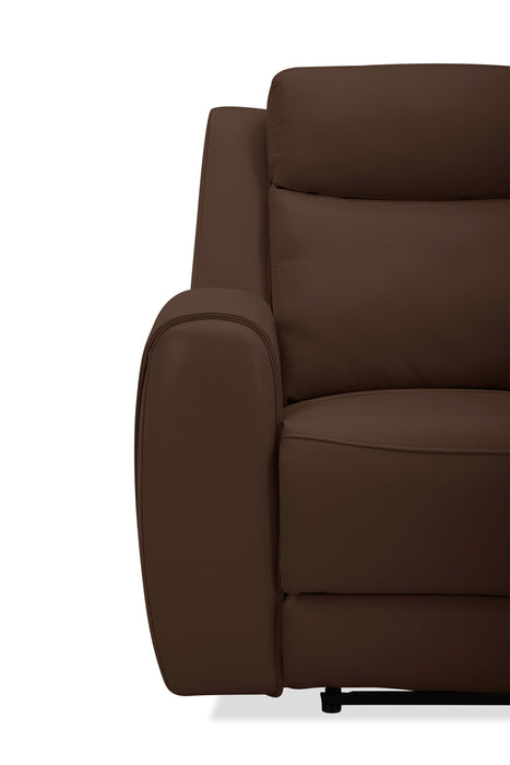 Reign 87\" Top-Grain Genuine Leather Power Reclining Sofa with USB Ports - Silverado Chocolate Brown