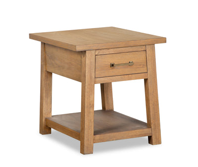 Rhett 22" Modern End Table with Storage and Shelf - Light Brown Oak|Table de bout moderne Rhett de 22 po avec rangement et tablette - chêne brun clair