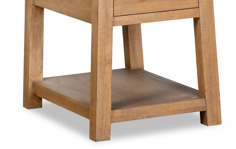Rhett 22\" Modern End Table with Storage and Shelf - Light Brown Oak