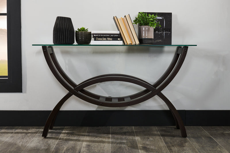 Ricci 48\" Modern Glass Top Sofa Table - Espresso with Arched Legs