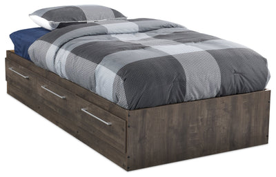 Riley Mates Bed with 3-Drawer Storage for Kids, Made in Canada, Grey - Twin Size | Lit matelot Riley avec 3 tiroirs de rangement pour enfants, fabriqué au Canada, gris - format lit simple