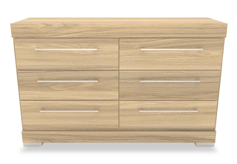 Riley 5pc Bedroom Set with Panel Bed, Dresser & Mirror, Made in Canada, Natural - Full Size