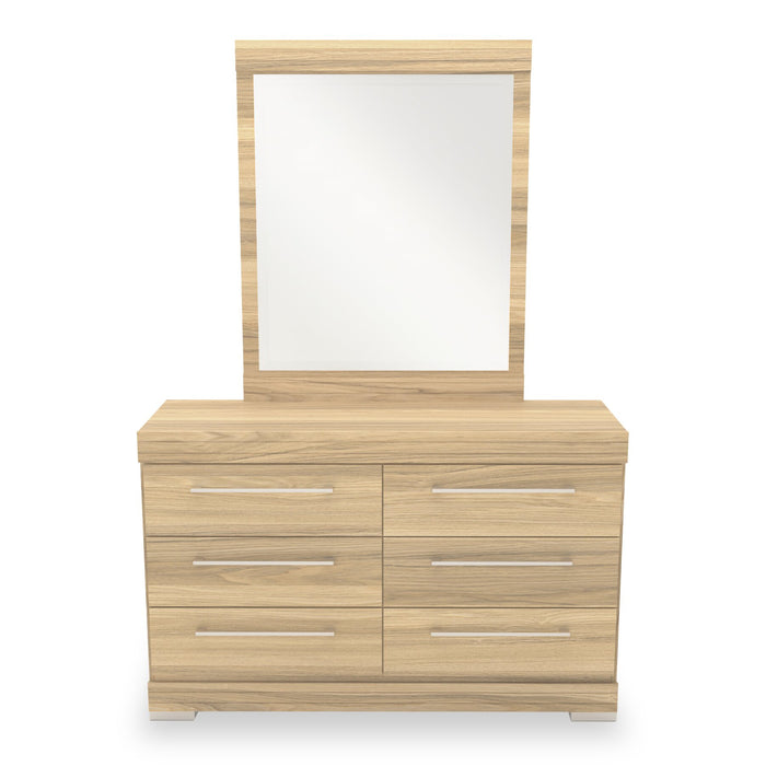 Riley Mates Bed 6pc Set with Bookcase Headboard, Dresser, Mirror & Nightstand, Natural - Full Size