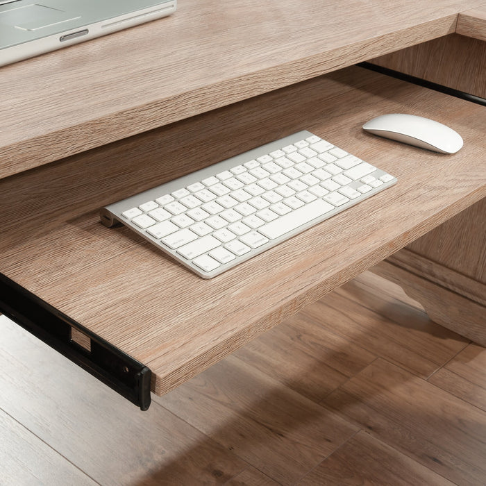 Rollingwood 65.98\" Commercial Grade L-Shaped Office Desk with Keyboard Tray & Storage - Brushed Oak