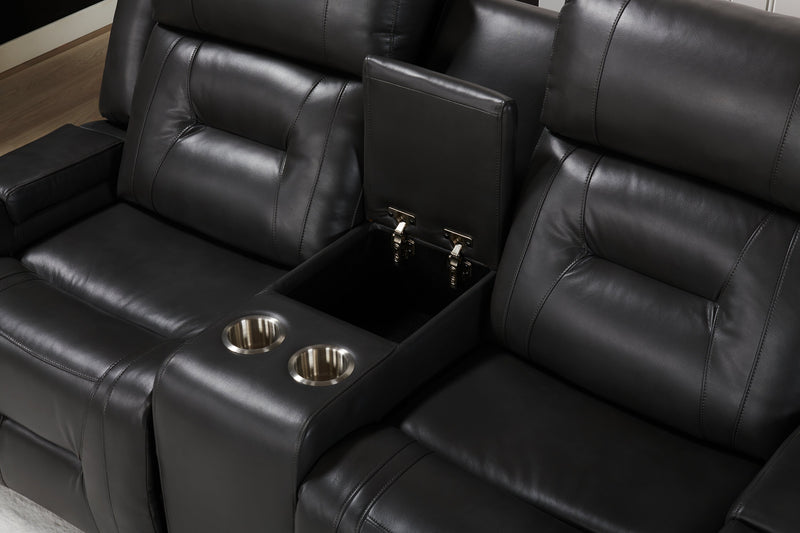 Ryker 72.24\" Faux Leather Reclining Loveseat with Storage Console - Grey
