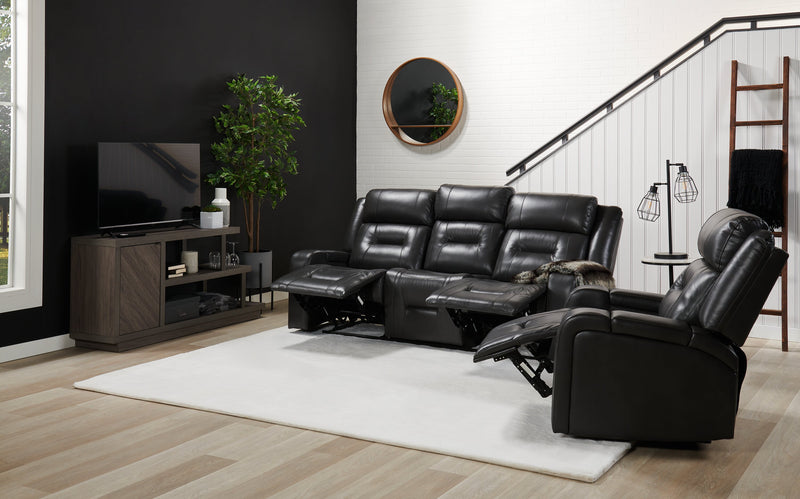 Ryker 82.5\" Faux Leather Power Reclining Sofa with Storage Arms and USB Ports - Grey
