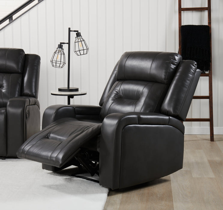 Ryker 36.8\" Faux Leather Reclining Chair with Storage Arms - Grey