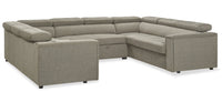 Savvy 3-Piece Linen-Look Fabric Sleeper Sectional with Two Sofas - Grey 