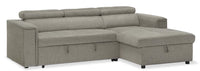 Savvy 2-Piece Right-Hand Linen-Look Fabric Sleeper Sectional 