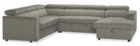 Savvy 3-Piece Linen-Look Fabric Right-Hand Sleeper Sectional - Grey  
