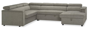Savvy 3-Piece Linen-Look Fabric Right-Hand Sleeper Sectional - Grey 