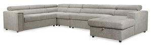 Savvy 5-Piece Linen-Look Fabric Right-Facing Sleeper Sectional - Grey | Sofa-lit sectionnel de droite Savvy 5 pièces en tissu d'apparence lin - gris