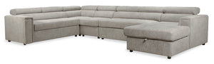 Savvy 5-Piece Linen-Look Fabric Right-Facing Sleeper Sectional - Grey