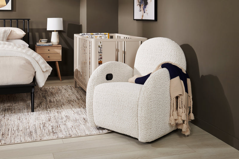 Shay 33\" Chenille Fabric Swivel Glider Reclining Accent Chair - River Rock Beige