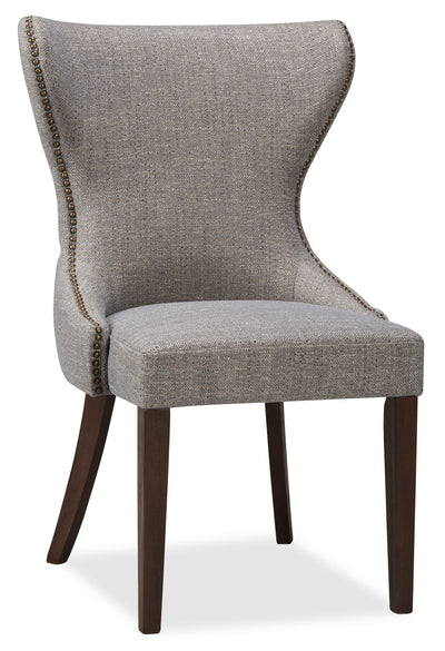 Shea Wing-Back Dining Chair with Linen-Look Fabric, Wood - Grey | Chaise de salle à manger Shea à oreilles en tissu d’apparence lin et en bois - grise