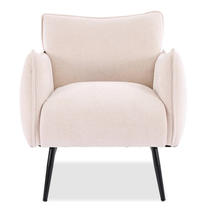 Arlo 29.5\" Linen-Look Fabric Accent Chair – Light Grey