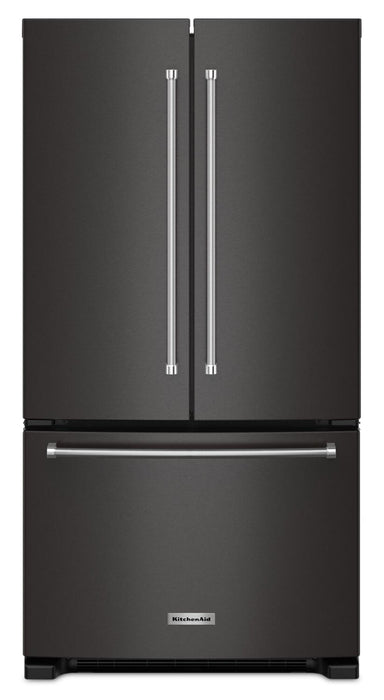 KitchenAid 36\" 20 Cu. Ft. Counter-Depth French-Door Refrigerator - Black Stainless Steel - KRFC136RBS