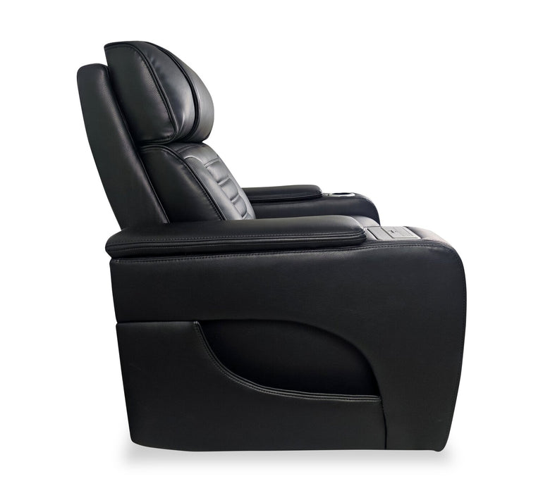 Zen 40\" Faux Leather Power Reclining Massage Chair with Power Headrest and Heated Seat - Black