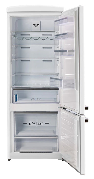 Unique Classic Retro 28\" 17 Cu Ft. Bottom Mount Refrigerator - White - UNQ-455L W AC