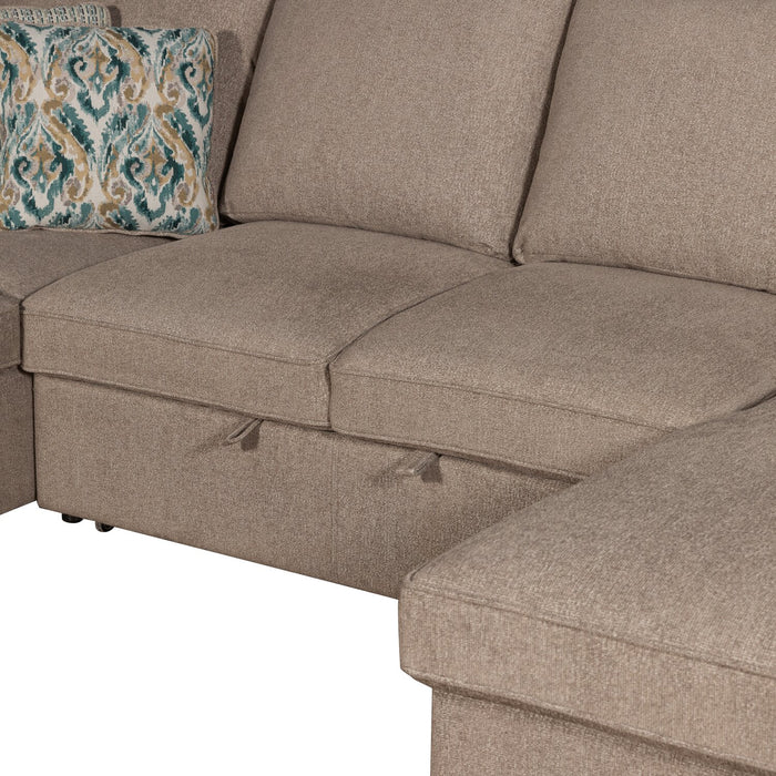 Scott Living Haven 4-Piece Right-Facing Chenille Fabric Sleeper Sectional with Storage Chaise - Taupe