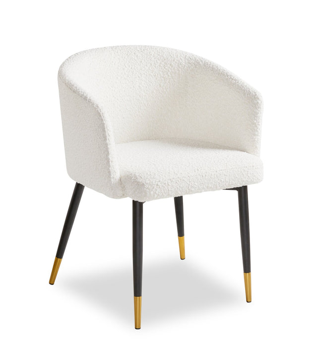 Gem 5pc Dining Set with Table & 4 Chairs, Glass Top & Metal Base, 55\"W Round - Gold & White