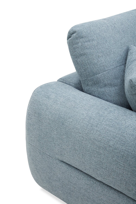 Alora 5-Piece Fabric Sectional with Three Accent Pillows and Rolled Arms - Blue