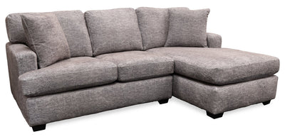 Made in Canada Luxe 2-Piece Right-Facing Fabric Sectional with Removable Cushions - Zaftig Dove Grey | Sofa sectionnel de droite Luxe 3 pièces fabriqué au Canada en tissu avec coussins amovibles - gris colombe Zaftig