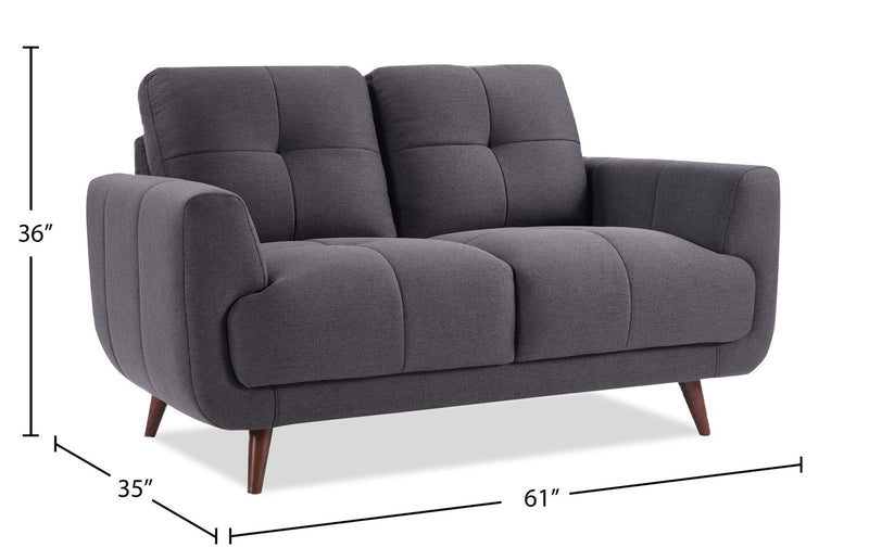 Brook 84\" Fabric Loveseat with Tufted Cushions – Charcoal