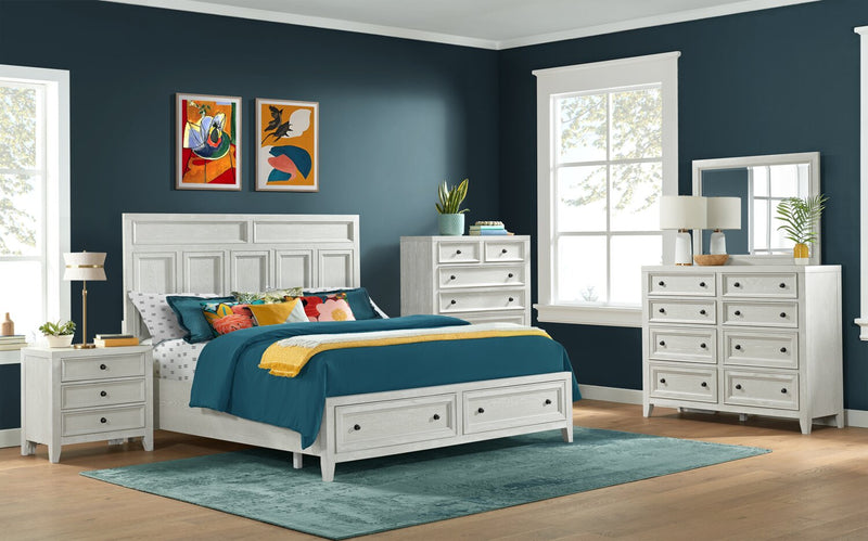 Casa Bedside 3-Drawer Nightstand with USB Port, 27\"W x 26.5\"H, Wood - White