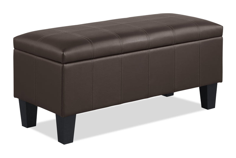 James 39.25\" Faux Leather Storage Ottoman - Dark Brown