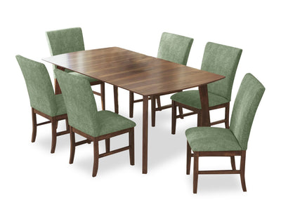 Rain 7pc Dining Set with Table & 6 Green Chairs, 72"W - Green/Brown | Ensemble de salle à manger Rain 7 pièces avec table de 72 po (L) et 6 chaises vertes - vert et brun