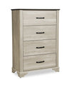 Clara Bedroom Chest of Drawers, 4-Drawer, 32\"W x 46\"H - Bleached Oak & Brown