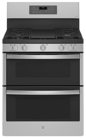 Profile 6.8 Cu. Ft. Double Oven Gas Range with No-Preheat Air Fry - PCGB965YPFS